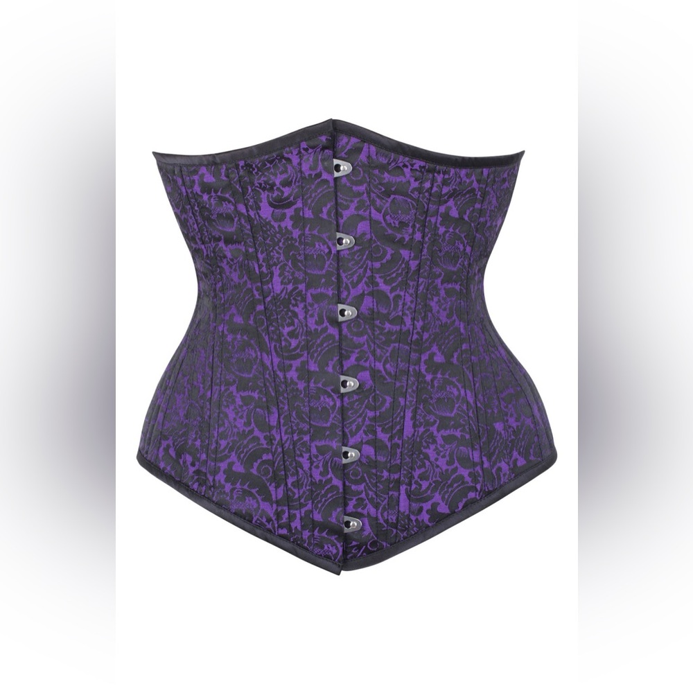 Vintage Goth Brand purple & black brocade cotton underbust corset 42”